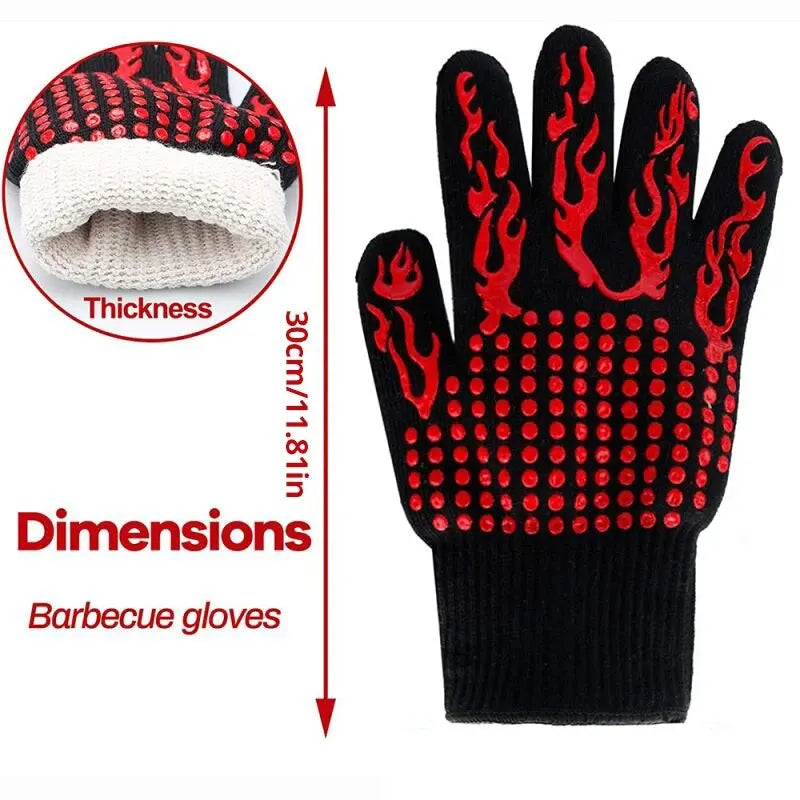 1pc Heat Resistant Oven Gloves - Cut Resistant, Non-Slip Silicone BBQ Gloves for Kitchen, Grill, Camping, and Cookware