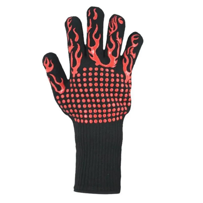 1pc Heat Resistant Oven Gloves - Cut Resistant, Non-Slip Silicone BBQ Gloves for Kitchen, Grill, Camping, and Cookware